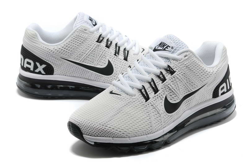 Pas cher Nike Air Max 2013 KPU Chaussures Hommes Blanc Noir (5)
